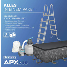 Bestway APX 365 Pool Komplettset mit Sandfilteranlage, Sicherheitsleiter, Filterbällen und Abdeckplane