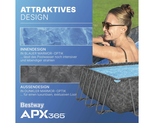 Bestway APX365 Frame Pool mit Innen- und Außendesign in Marmoroptik
