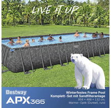 Bestway Frame Pool Set mit Sandfilteranlage, 956 x 488 x 132 cm