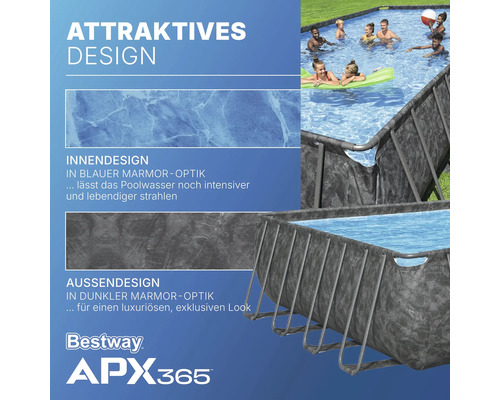 Aufstellpool mit Innen- und Aussendesign in Marmor Optik