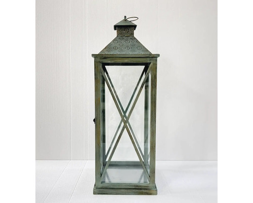 Dekorative Windlicht Laterne aus Holz und Glas