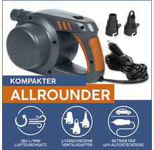 Elektrische Luftpumpe mit verschiedenen Ventiladaptern und 12 Volt-Autosteckdose