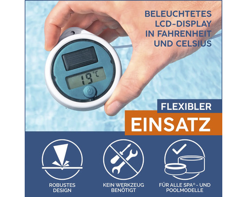 Poolthermometer mit LCD Display zur Messung der Temperatur in Fahrenheit und Celsius