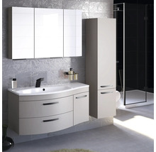Modernes Badezimmer mit Waschtisch, Spiegelschrank und Hochschrank