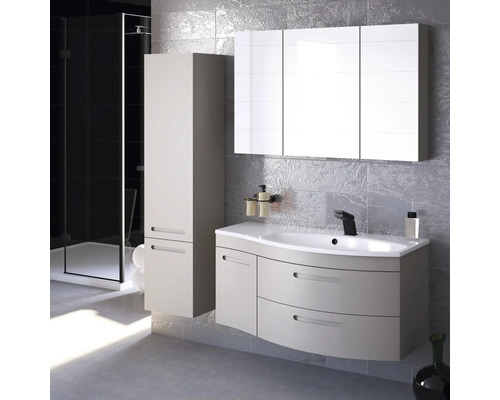 Modernes Badezimmer-Set mit Waschtisch, Spiegelschrank und Hochschrank
