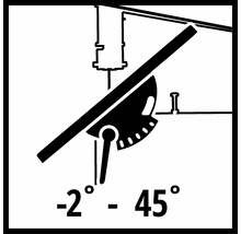 Symbol für Gehrungseinstellung von -2 Grad bis 45 Grad