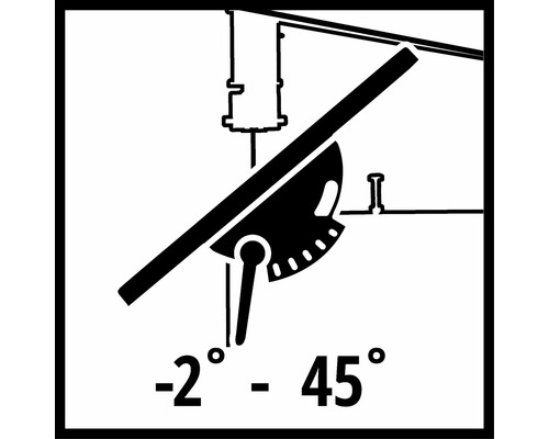Symbol für Gehrungseinstellung von -2 Grad bis 45 Grad