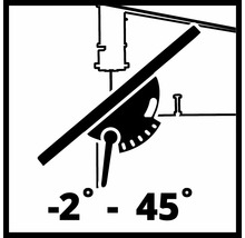 Winkeleinstellung von -2 Grad bis 45 Grad
