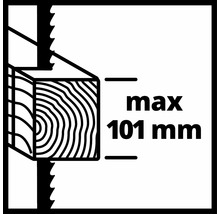 Maximale Schnitttiefe von 101 Millimeter