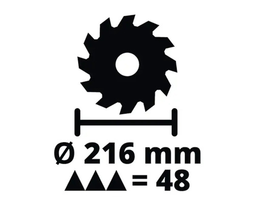 Sägeblattdurchmesser 216 Millimeter, Anzahl der Zähne 48