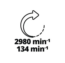 Drehzahl Symbol: 2980 Umdrehungen pro Minute, 134 Umdrehungen pro Minute