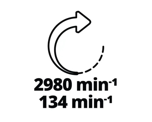Drehzahl Symbol: 2980 Umdrehungen pro Minute, 134 Umdrehungen pro Minute