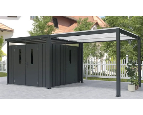 Geräteschuppen mit Überdachung im Außenbereich