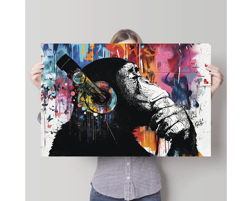 Wandbild mit Affe und Kopfhörern
