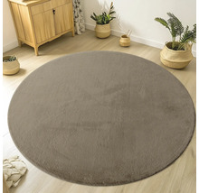 Runder Teppich auf Holzboden in einem Wohnzimmer