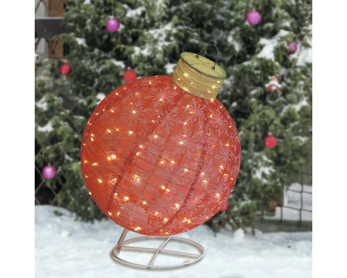 Dekorative, rote Weihnachtsbaumkugel mit Beleuchtung für den Außenbereich