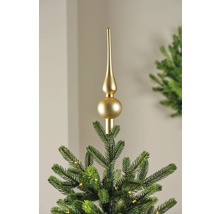Goldener Baumspitzenaufsatz auf einem Weihnachtsbaum