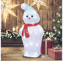 Dekorativer, leuchtender Schneemann mit Mütze und Schal als Weihnachtsdekoration
