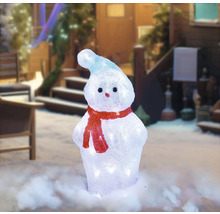 Dekorativer Schneemann mit Beleuchtung und rotem Schal für den Aussenbereich