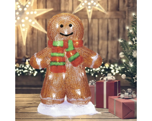 Lebkuchenmann Figur mit Beleuchtung und Schal als Weihnachtsdekoration