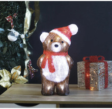 Dekorativer leuchtender Teddybär mit Weihnachtsmannmütze und Geschenkbox für die Weihnachtszeit
