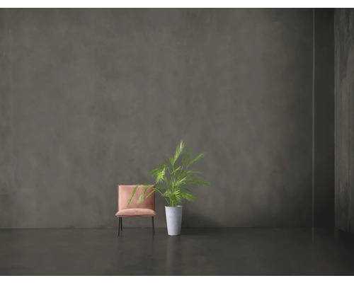 Innenraum mit Sessel und Topfpflanze vor einer Wand