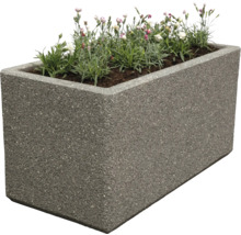 Rechteckiger Pflanzkübel aus Stein mit Bepflanzung