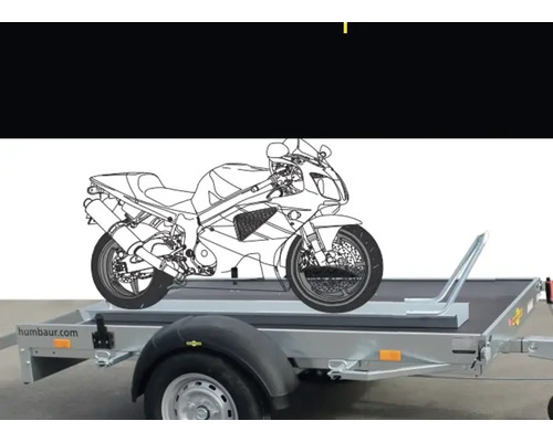 Motorradanhänger mit Motorradattrappe zur Illustration