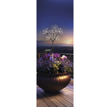 Solarleuchte im Blumentopf mit Blüten und dekorativer Sternenform