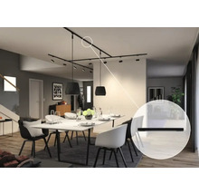 Esszimmer mit Schienensystem und Pendelleuchten