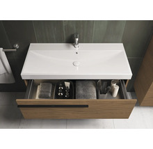 Waschtischunterschrank mit offenem Schubfach, inklusive Waschbecken und Armatur