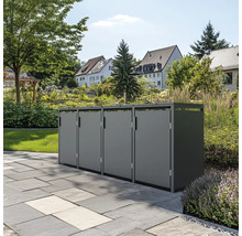Mülltonnenbox aus Metall im Garten