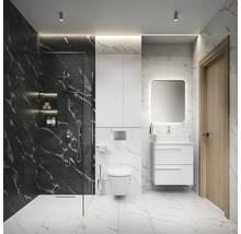 Modernes Badezimmer mit Dusche, Waschbeckenunterschrank und Toilette