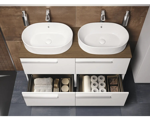 Badezimmermöbel mit zwei Waschbecken, Unterschrank mit Schubladen