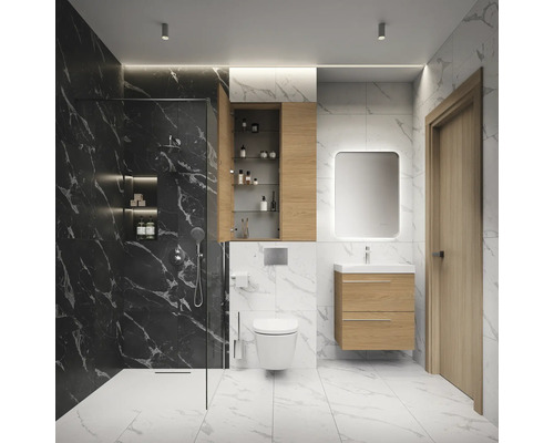 Modernes Badezimmer mit Dusche, Waschtisch und Toilette
