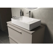 Waschtisch mit Unterschrank und Aufsatzwaschbecken im Badezimmer