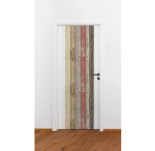 Weiße Tür mit Dekor aus Holzoptik