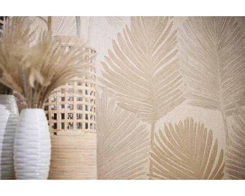 Dekorative Tapete mit Blättermuster und Vasen