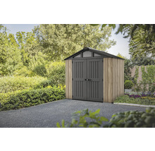 Gartenhaus aus Holz mit Doppeltür und Satteldach im Garten