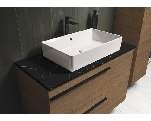 Badezimmerwaschtisch mit Aufsatzwaschbecken und Schubladen