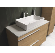 Modernes Badezimmer mit Aufsatzwaschbecken, Waschtischunterschrank und Armatur