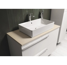 Waschtisch mit Unterschrank und Aufsatzwaschbecken im Badezimmer