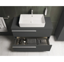 Badezimmer Waschtischunterschrank mit offenem Schubfach und Aufsatzwaschbecken