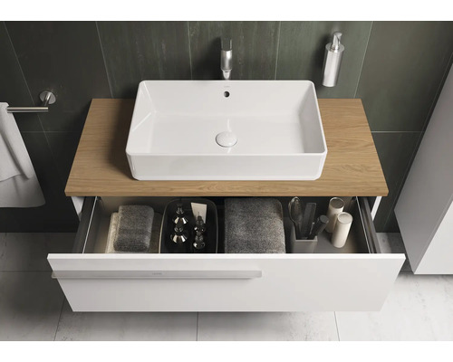 Badezimmerwaschtisch mit Schublade und rechteckigem Waschbecken