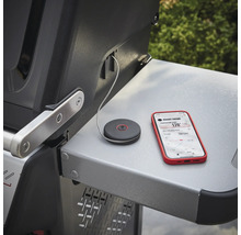 Smart Probe Temperaturfühler mit Smartphone auf einem Grilltisch