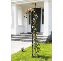 Rosenbogen aus Metall mit Rosen vor einem Haus