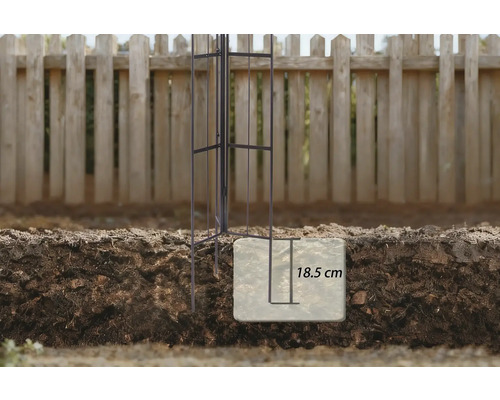 Pflanzstütze mit Betonfundament im Garten, 18,5 Zentimeter Tiefe