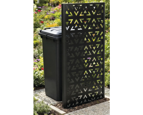 Mülltonnenbox mit Sichtschutzwand im Garten