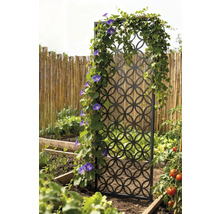 Dekorative Rankhilfe aus Metall mit Pflanzen im Garten