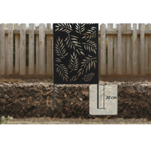 Dekorative Gartenelemente mit Blattmuster und Installationshinweis für 30 Zentimeter Tiefe